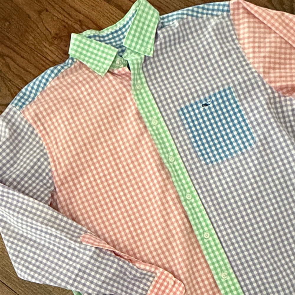 Vineyard Vines Men’s Tucker Pastel-multi Colored gingham Button-Down Shirt - MED